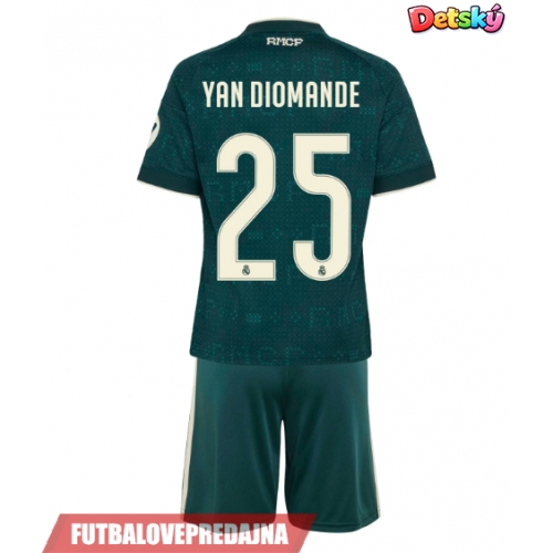 Lacne Dětský Futbalové dres Real Madrid Yan Diomande #25 2026-27 Krátky Rukáv - Preč (+ trenírky)